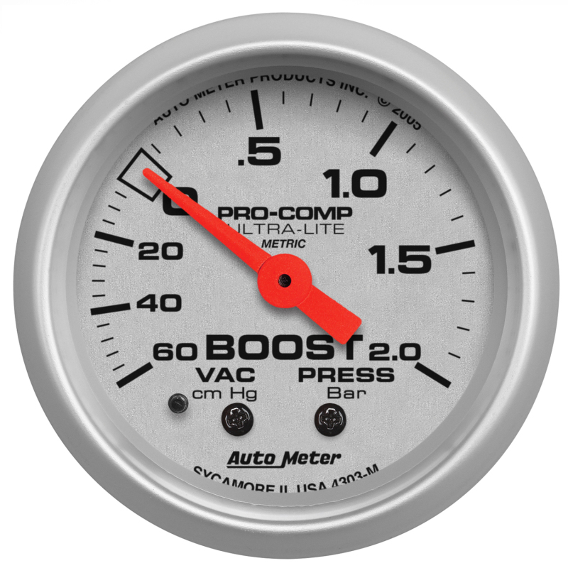 Autometer Ultra-Lite 52mm 60cm/HG-2.0Bar Mechanical Vacuum/Boost Gauge thumbnail 6