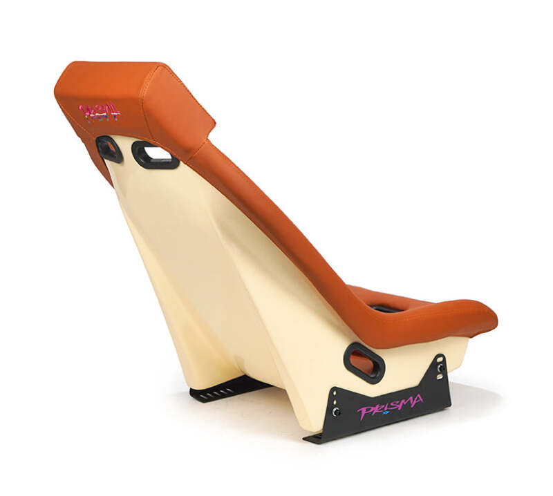 NRG GT Retro Bucket Seat - Brown PVC Leather Brown Stitching Off-White Fiberglass Back thumbnail 2