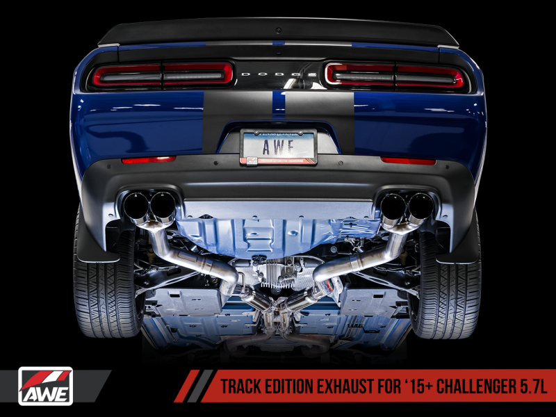 AWE Tuning 2017+ Dodge Challenger 5.7L Track Edition Exhaust - Diamond Black Quad Tips thumbnail 4