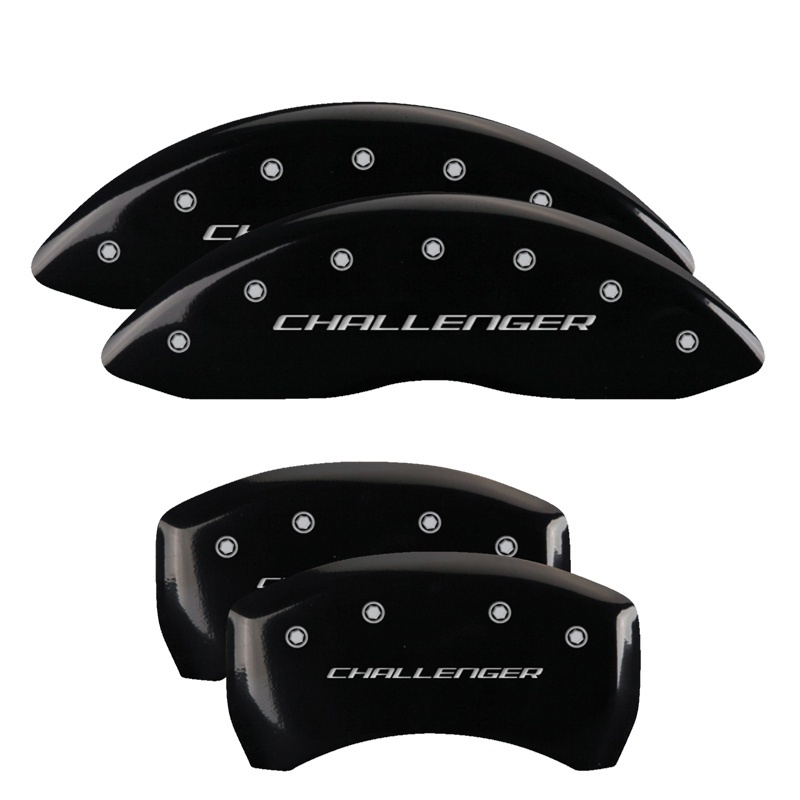 MGP 4 Caliper Covers Engraved Front & Rear Block/Challenger Black finish silver ch thumbnail 4