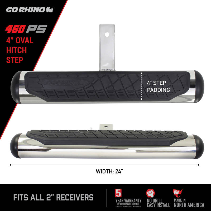 Go Rhino 4in Oval Hitch Step - Stainless thumbnail 9