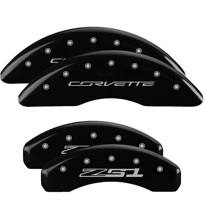 MGP 4 Caliper Covers Engraved Front Corvette C7 Engraved Rear Z51/2015 Black finish silver ch thumbnail 6