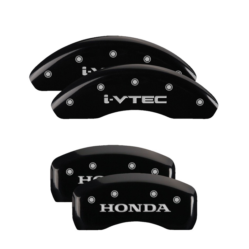 MGP 4 Caliper Covers Engraved Front & Rear I-Vtec Black Finish Silver Char 2018 Honda Accord thumbnail 2