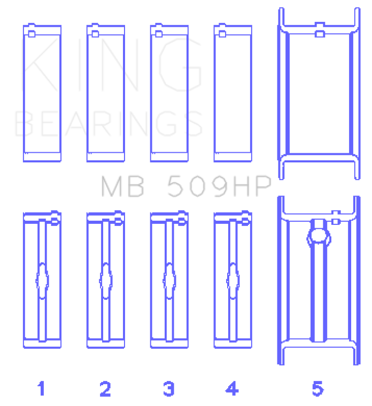 King Engine Bearings Chevrolet 400 V8 (Size STDX) Main Bearing Set thumbnail 3