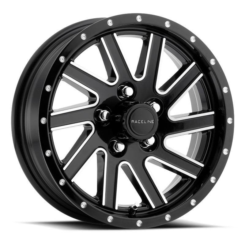 Raceline 820M Twisted 15x6in / 6x139.7 BP / 0mm Offset / 4.25mm Bore - Black & Machined Wheel thumbnail 8