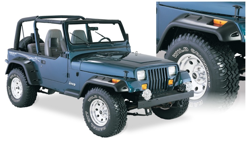 Bushwacker 87-95 Jeep Wrangler Cutout Style Flares 4pc Cutting Optional Not Renegade - Black thumbnail 3