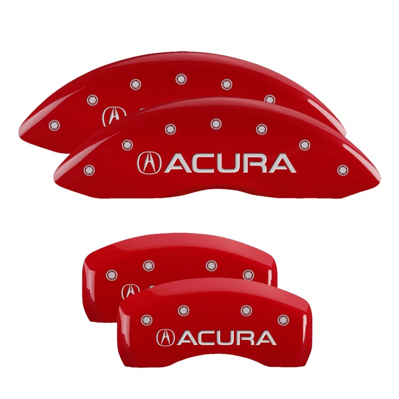MGP 4 Caliper Covers Engraved Front & Rear Acura Red Finish Silver Char 2017 Acura MDX thumbnail 5