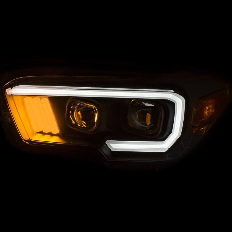 ANZO 2016-2017 Toyota Tacoma Projector Headlights w/ Plank Style Black w/ Amber thumbnail 8