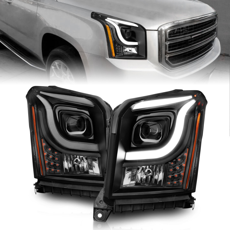 ANZO 15-17 GMC Yukon/Yukon XL Projector Headlights Black Housing/Clear Lens (w/ Light Bars) thumbnail 3