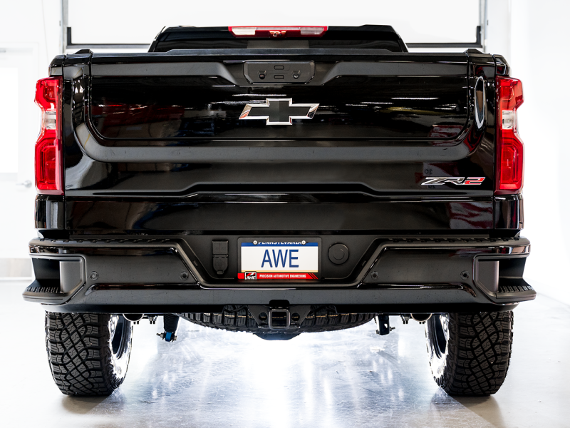 AWE Tuning 22-23 GMC Sierra 1500 AT4X 6.2L 0FG Catback Split Dual (Flat Bumper) - Bashguard(No Tips) thumbnail 9