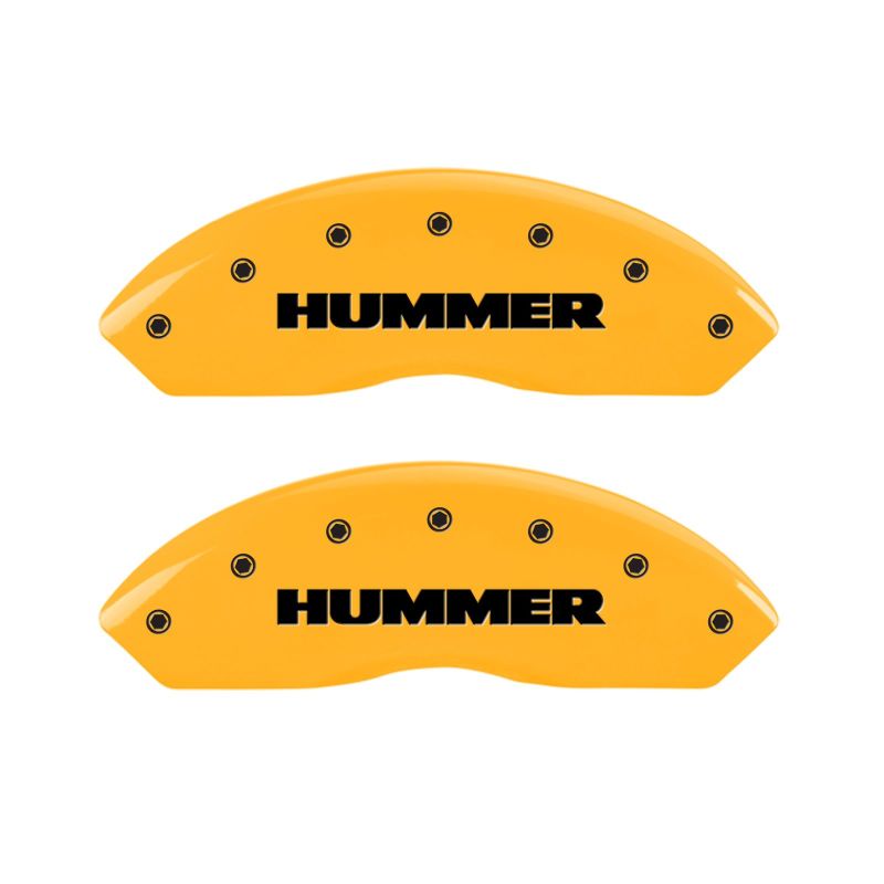 MGP 4 Caliper Covers Engraved Front & Rear Hummer Yellow Finish Black Char 2010 Hummer H3T thumbnail 4