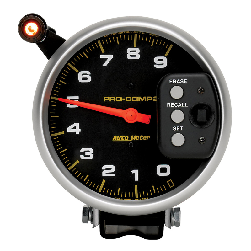 AutoMeter Gauge Tach 5in. 9K RPM Pedestal W/ Quick Lite & Peak Memory Pro-Comp thumbnail 5