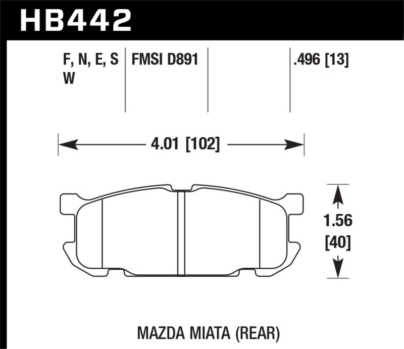 Hawk 01-02 Miata w/ Sport Suspension HPS Street Rear Brake Pads (D891) thumbnail 6