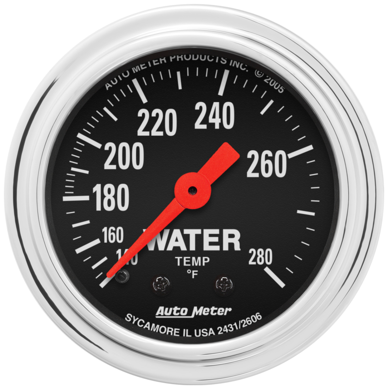 Autometer Traditional Chrome Mechanical Water Temperature 2 1/16in 140-280 F Gauge thumbnail 6