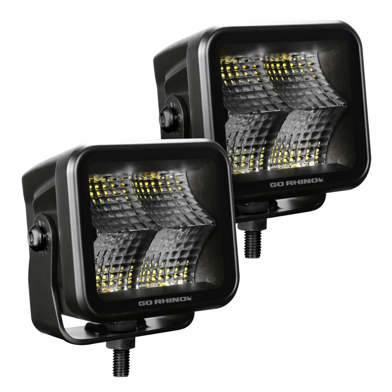 Go Rhino Xplor Blackout Series Cube LED Flood Light Kit (Surface/Threaded Stud Mnt) 3x3 - Blk (Pair) thumbnail 8