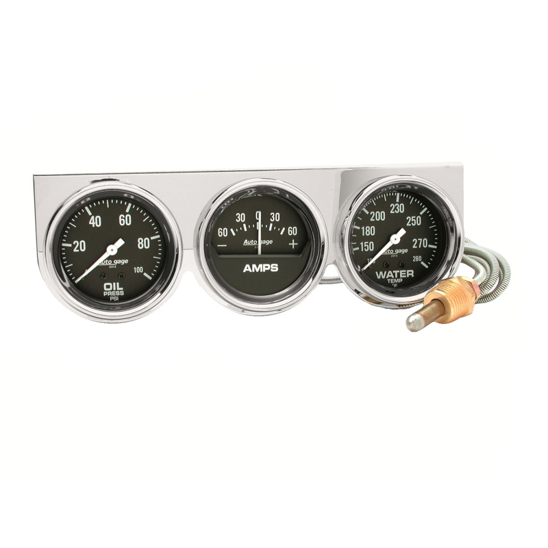 Autometer AutoGage 2-5/8in 0-100 PSI Oil Press/ 60 Amp / 130-280 Deg Water Temp thumbnail 4