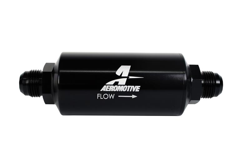 Aeromotive In-Line Filter - (AN -10 Male) 40 Micron Stainless Mesh Element Bright Dip Black Finish