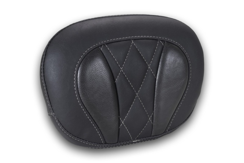 Mustang Deluxe Diamond Touring Sissy Bar Pad Black w/Gun Metal Gray Thread