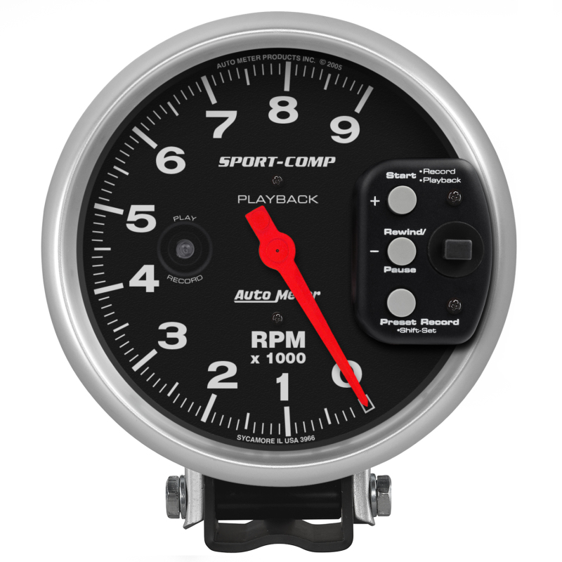 Autometer Sport-Comp 5 inch 9000 RPM Pedestal Mount Tachometer w/ RPM Playback thumbnail 2