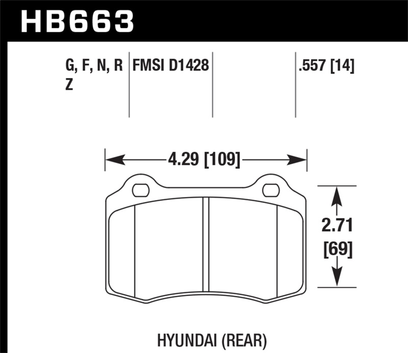 Hawk 10 Hyundai Genesis Coupe (Track w/ Brembo Breaks) Performance Ceramic Street 14mm Rear Brake Pa thumbnail 5