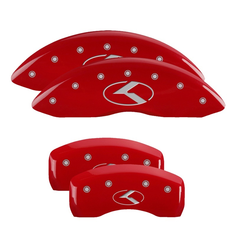 MGP 4 Caliper Covers Engraved Front & Rear Circle K/Kia Red finish silver ch thumbnail 6