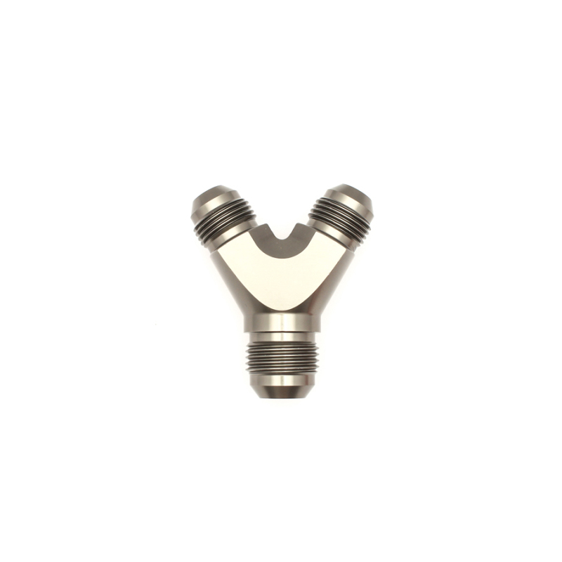 DeatschWerks 8AN Male Flare to 8AN Male Flare to 10AN Male Flare Y Fitting - Anodized Matte Black thumbnail 6