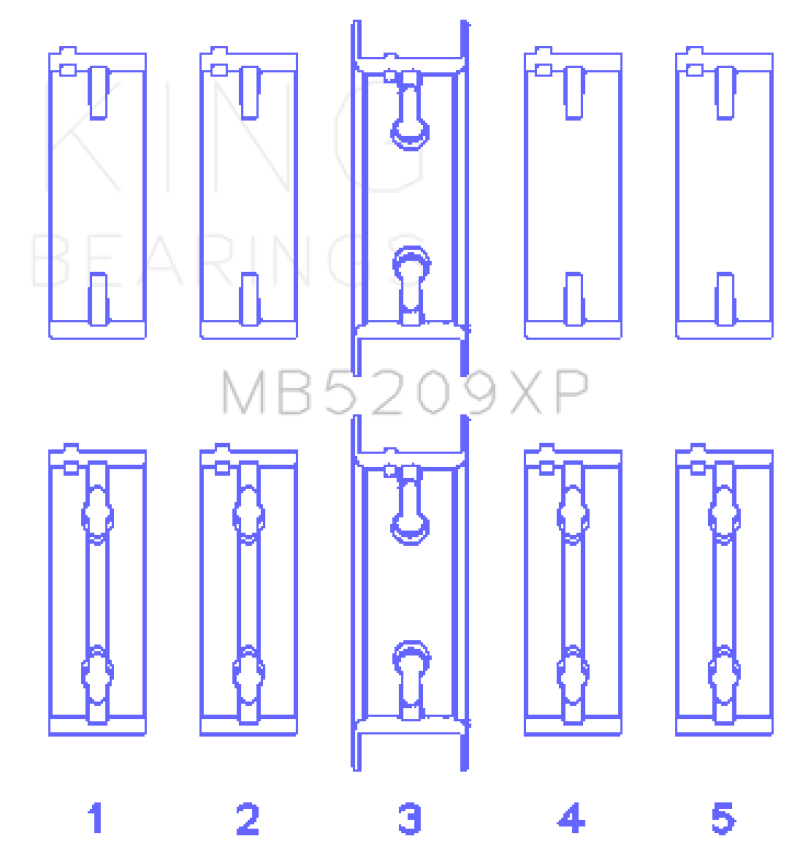 King Mitsubishi 4G63/4G64 7 Bolt 2nd Gen DSM and EVO I-IV Performance Main Bearing Set - Size STD thumbnail 2