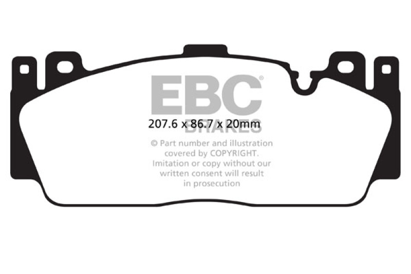 EBC 12+ BMW M5 4.4 Twin Turbo (F10) Yellowstuff Front Brake Pads thumbnail 8