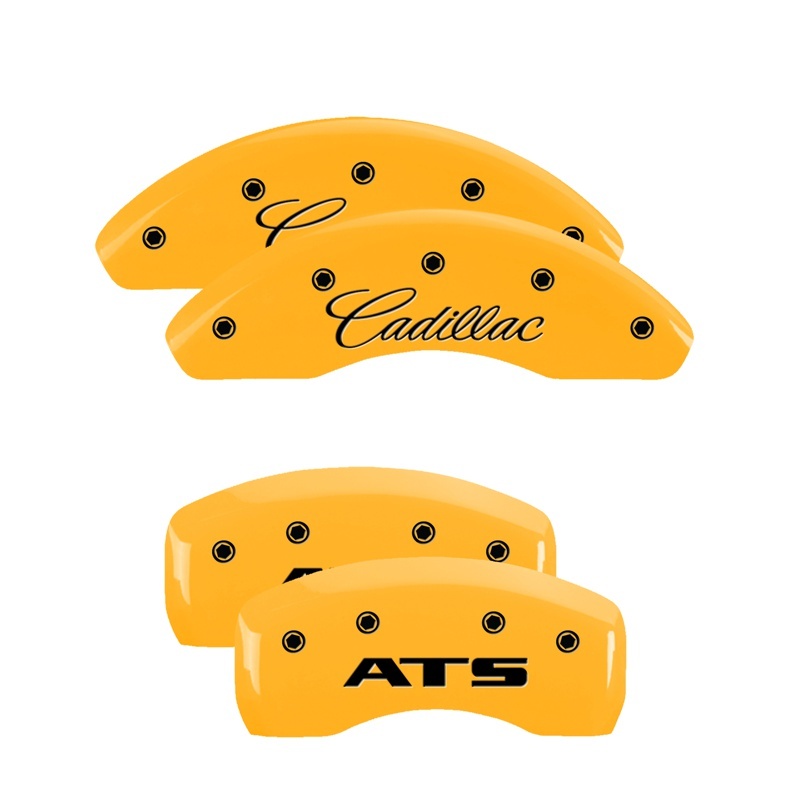 MGP 4 Caliper Covers Engraved Front Cadillac Rear CTS Yellow Finish Black Char 2004 Cadillac CTS thumbnail 8