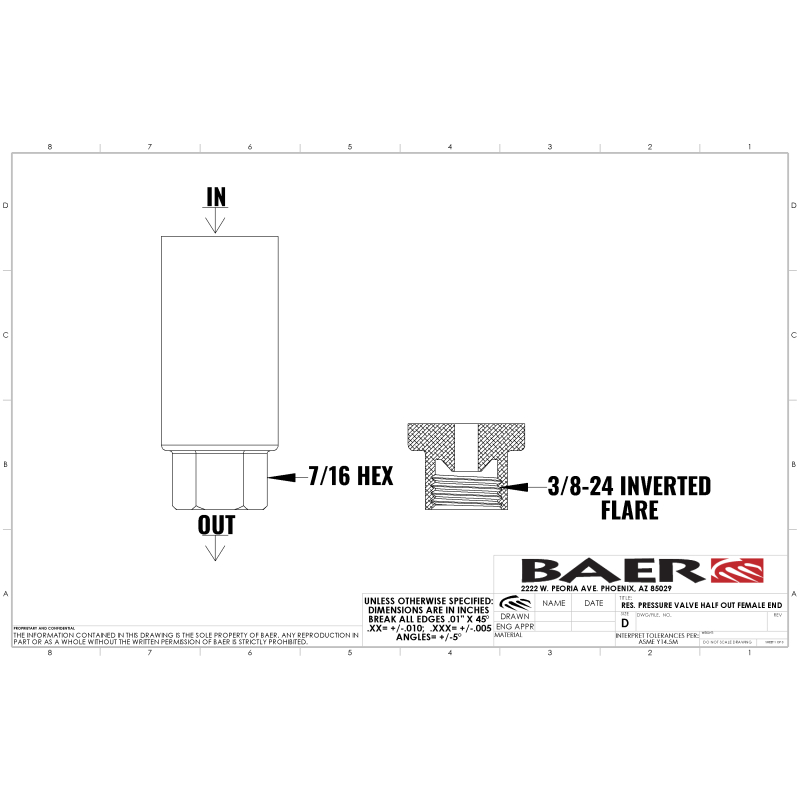 Baer Brakes Residual Valve - 2LB, 3/8 IFF Fittings thumbnail 4