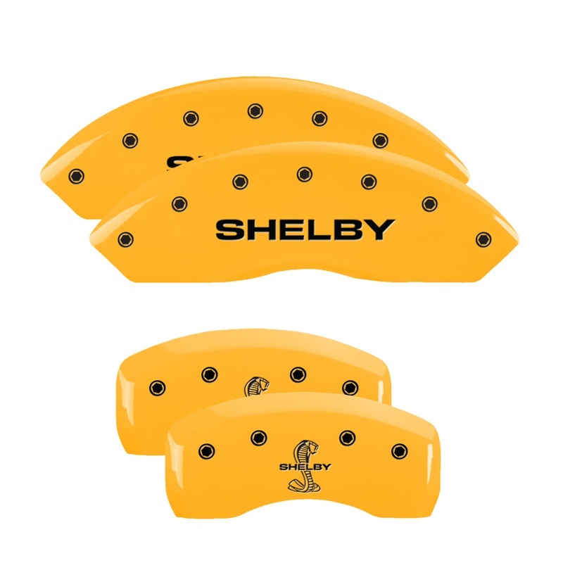 MGP 4 Caliper Covers Engraved Front Shelby Rear Snake Yellow Finish Black Char 2003 Ford Mustang thumbnail 7