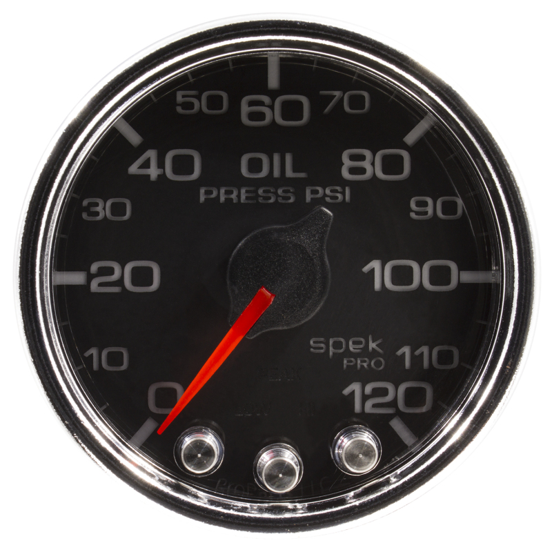 Autometer Spek-Pro Gauge Oil Press 2 1/16in 120psi Stepper Motor W/Peak & Warn Blk/Chrm thumbnail 8