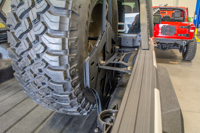 2019+ Jeep Gladiator Universal Stand Up In-Bed Tire Carrier - Image 13