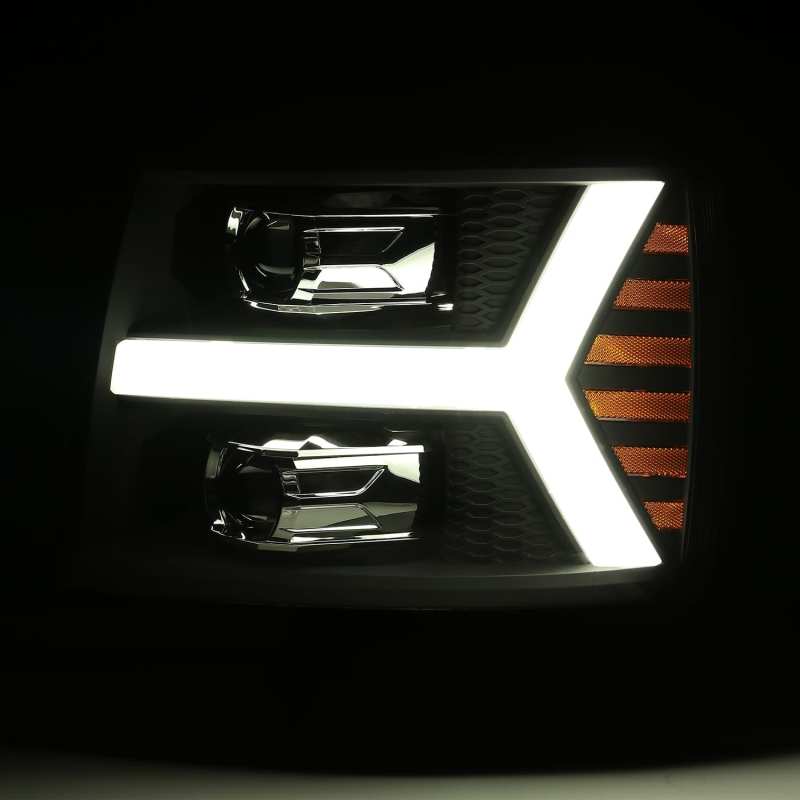 AlphaRex 07-13 Chevy 1500HD PRO-Series Proj Headlight Plank Style Matte Blk w/Activ Light/Seq Signal thumbnail 6