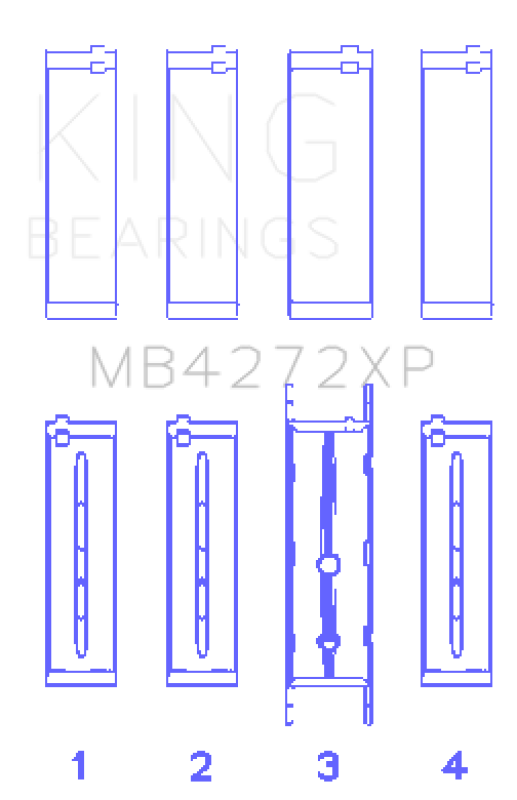 King Engine Bearings Holden Alloytec 175/190 (Size +.026mm) Main Bearing Set thumbnail 3
