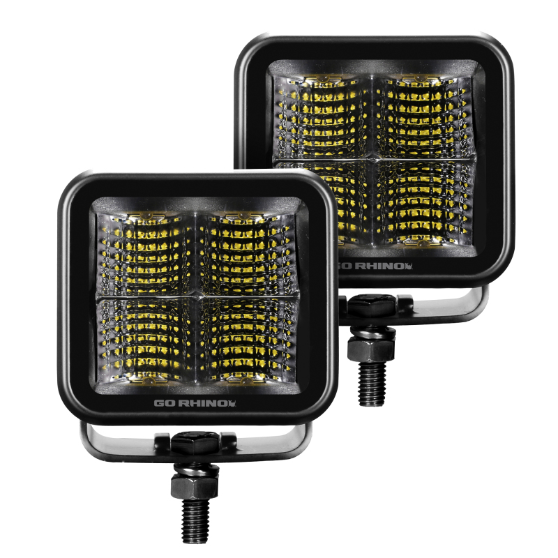 Go Rhino Xplor Blackout Series Cube LED Flood Light Kit (Surface/Threaded Stud Mnt) 3x3 - Blk (Pair) thumbnail 2