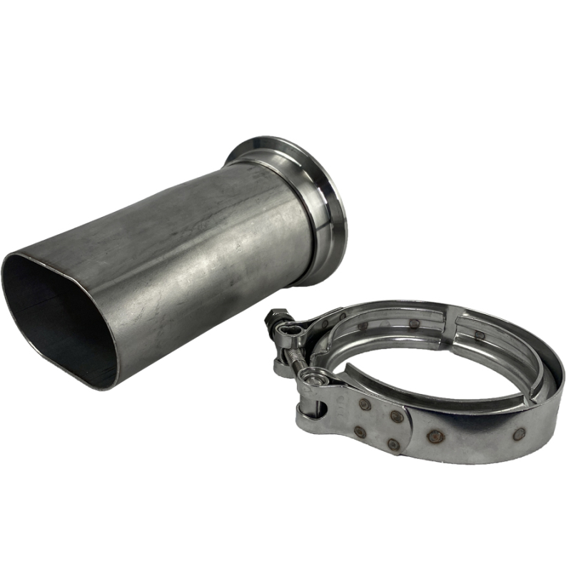 3" Round w/V-Band Connection to 3" Oval - Adapter; Incl Weld on V-band and Clamp