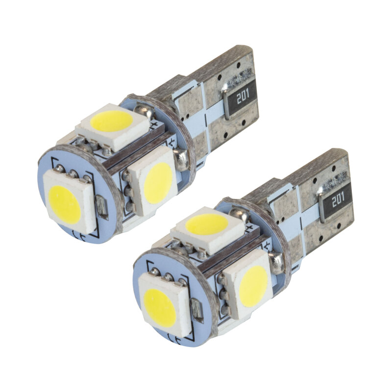 Oracle T10 5 LED 3 Chip SMD Bulbs (Pair) - Cool White