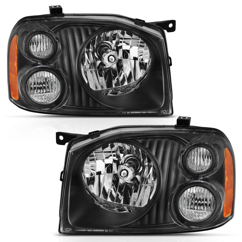 ANZO 2001-2004 Nissan Frontier Se Crystal Headlight Black Amber Reflector thumbnail 3
