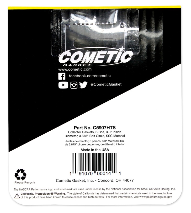 Cometic 3.0in HTS Header Collector Gasket Set - .060in DIA Port/3.875 Bolt Circle thumbnail 4