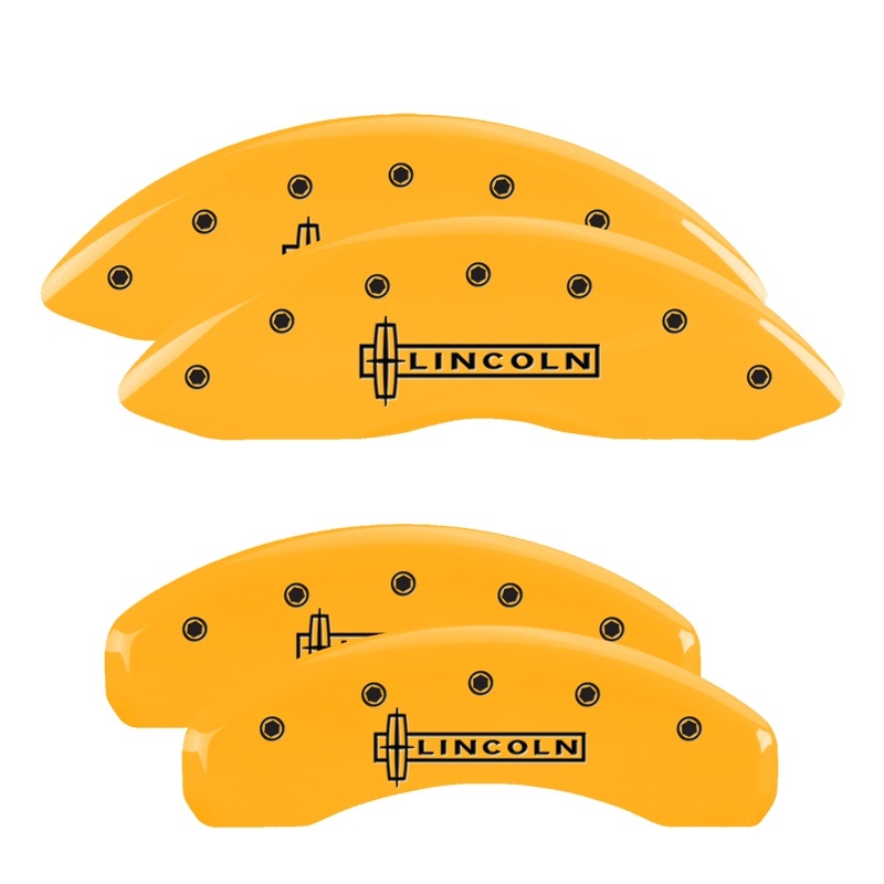 MGP 4 Caliper Covers Engraved Front Cursive/Cadillac Engraved Rear CTS Yellow finish black ch thumbnail 7