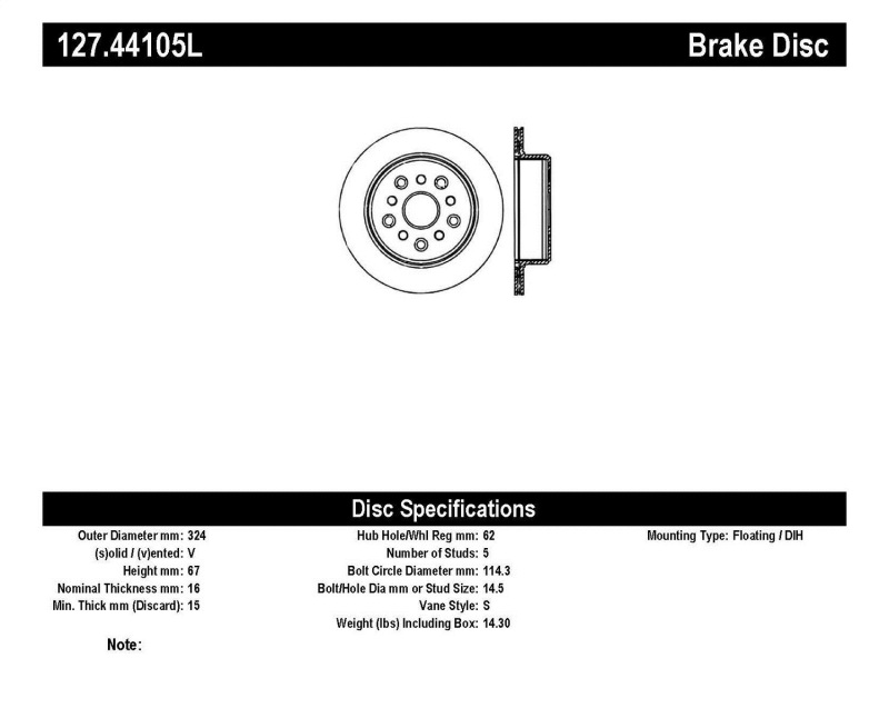 StopTech 5/93-98 Toyota Supra Left Rear Slotted & Drilled Rotor thumbnail 2