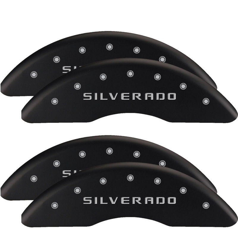 MGP 4 Caliper Covers Engraved Front & Rear Bowtie Black finish silver ch thumbnail 4