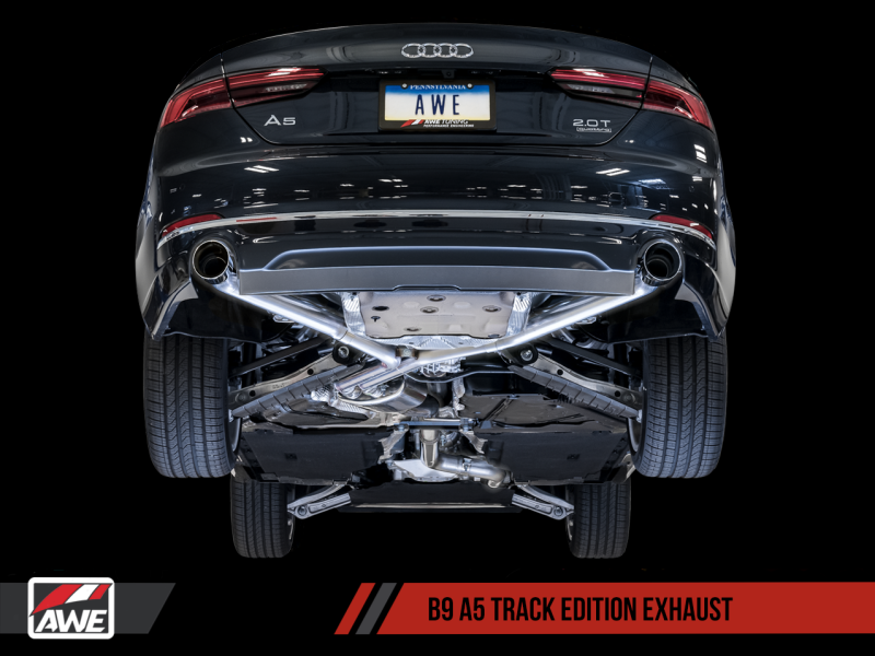 AWE Tuning Audi B9 A5 Track Edition Exhaust Dual Outlet - Chrome Silver Tips (Includes DP) thumbnail 7