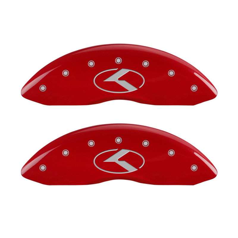 MGP 4 Caliper Covers Engraved Front & Rear Circle K/Kia Red finish silver ch thumbnail 4
