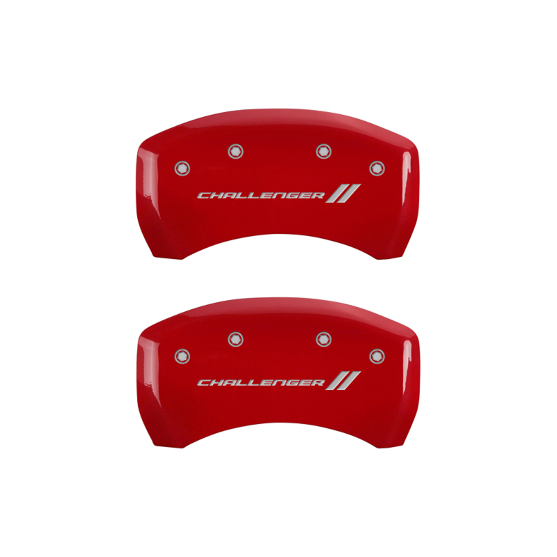 MGP 4 Caliper Covers Engraved Front & Rear With stripes/Challenger Red finish silver ch thumbnail 6