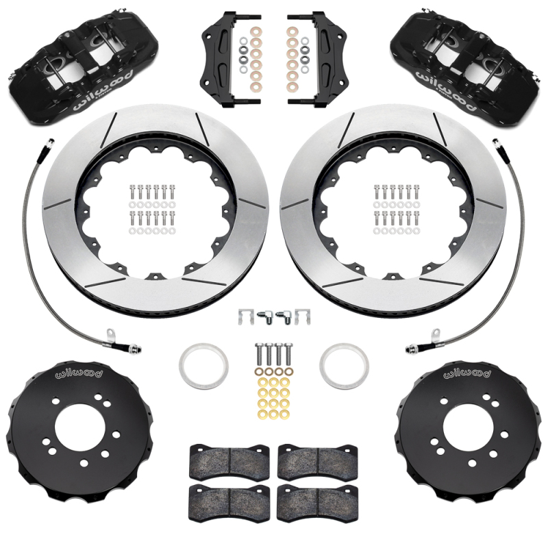 Wilwood 95-98 Nissan Skyline Aerolite 6R Front BBK w/ 14in Slotted Rotors & Flexlines - Black
