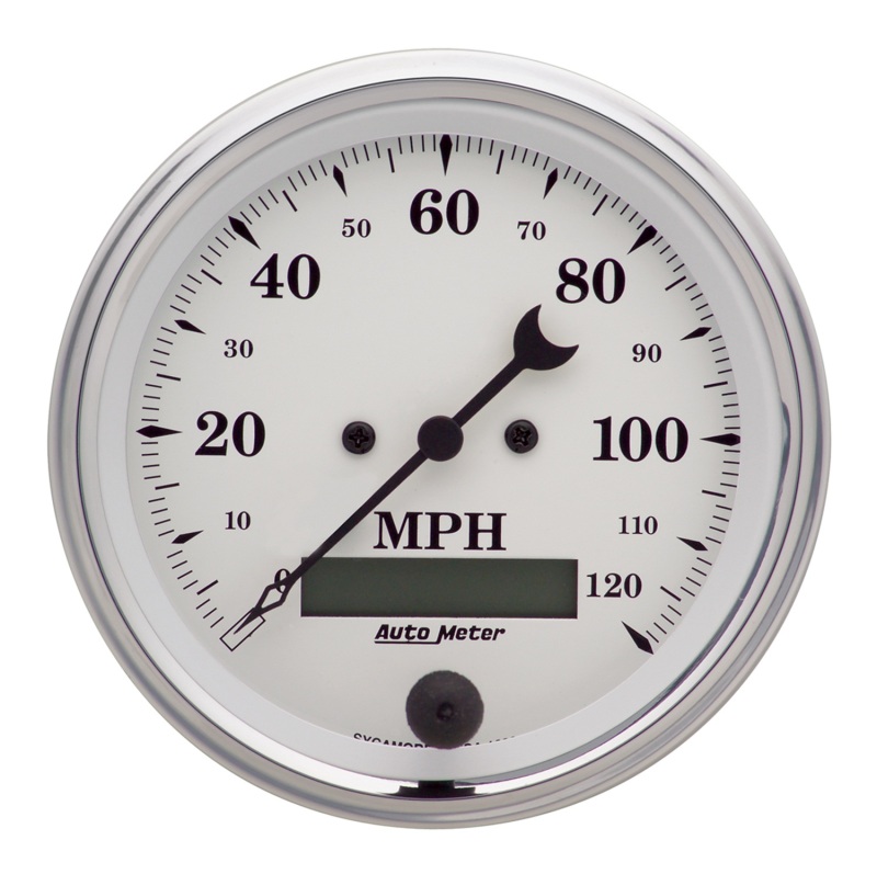 AutoMeter Gauge Speedo. 3-3/8in. 120MPH Elec. Prog. W/ Lcd Odo Old Tyme White thumbnail 5