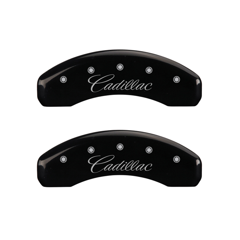 MGP 4 Caliper Covers Engraved Front & Rear Cursive/Cadillac Black finish silver ch thumbnail 7