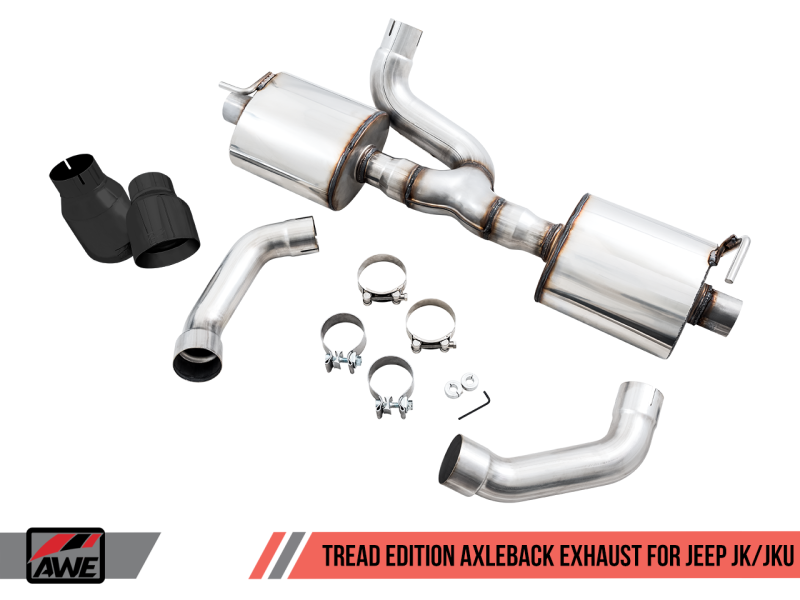 AWE Tuning 07-18 Jeep Wrangler JK/JKU 3.6L Tread Edition Axle-Back Dual Exhaust - Diamond Black Tips thumbnail 7